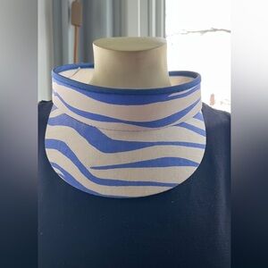 90s White & Blue Zebra Lines Visor